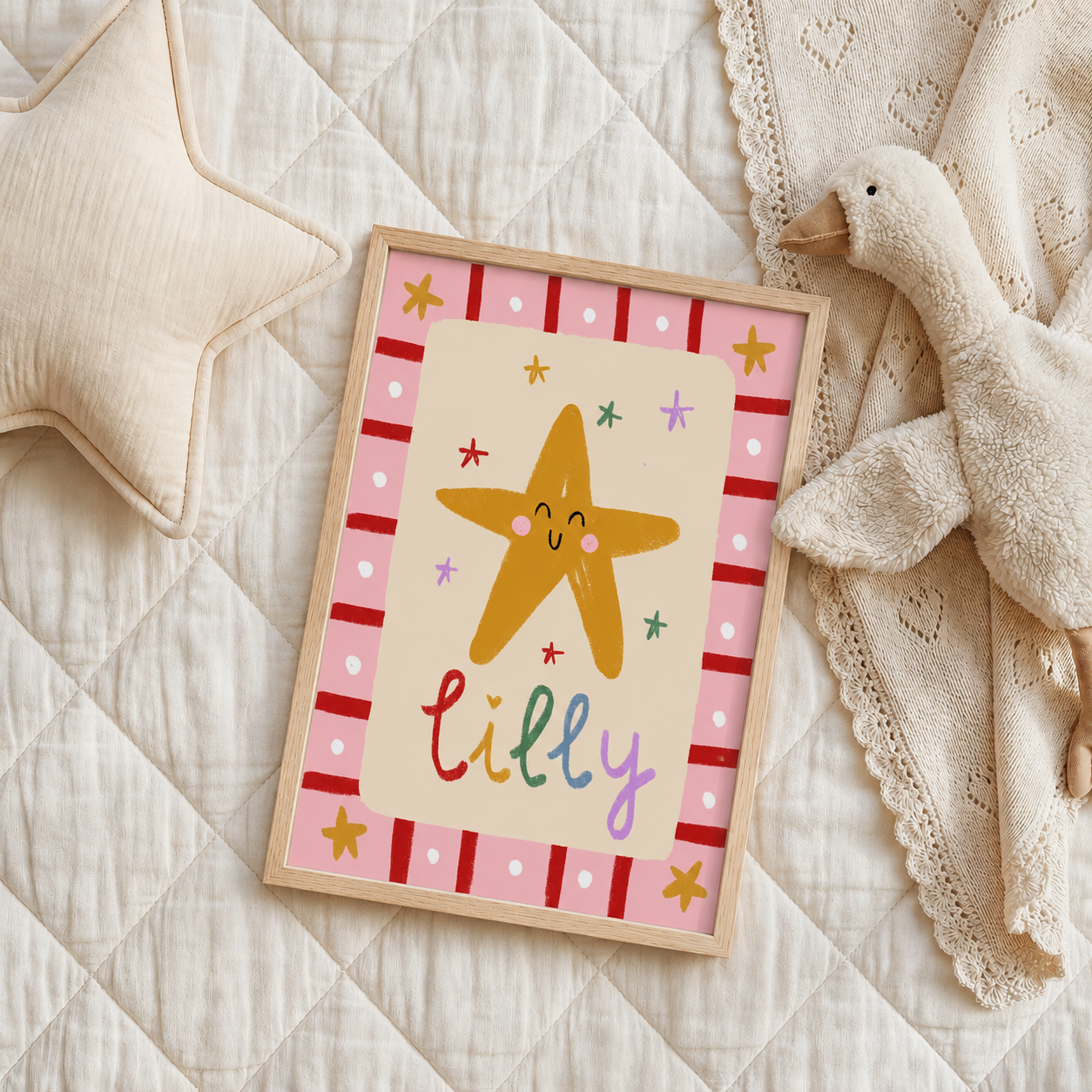 Personalised star wall print childrens bedroom