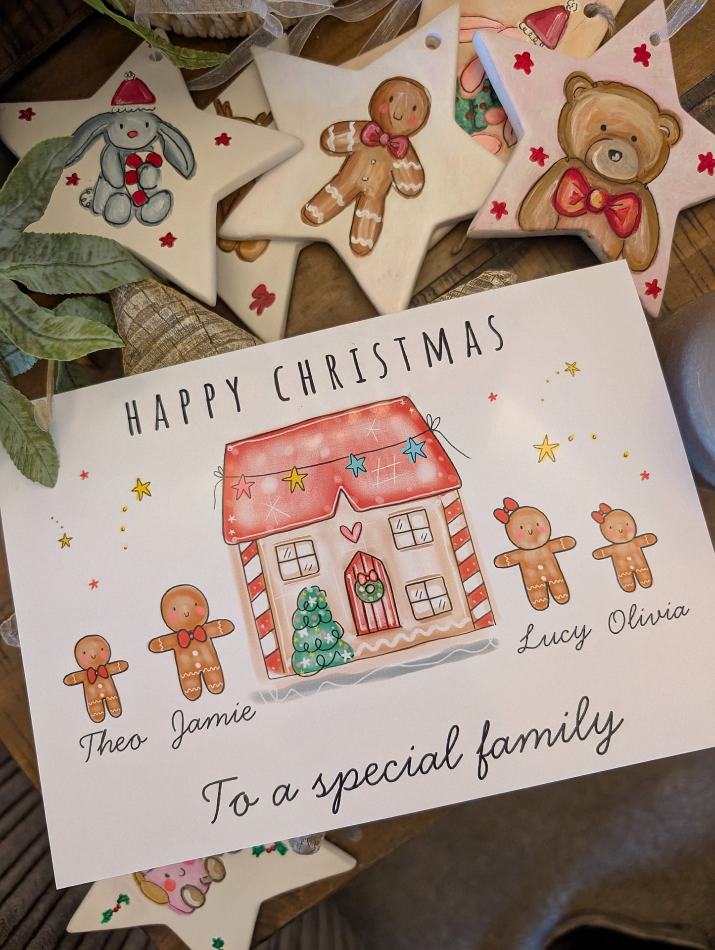 Gingerbread family christmas card