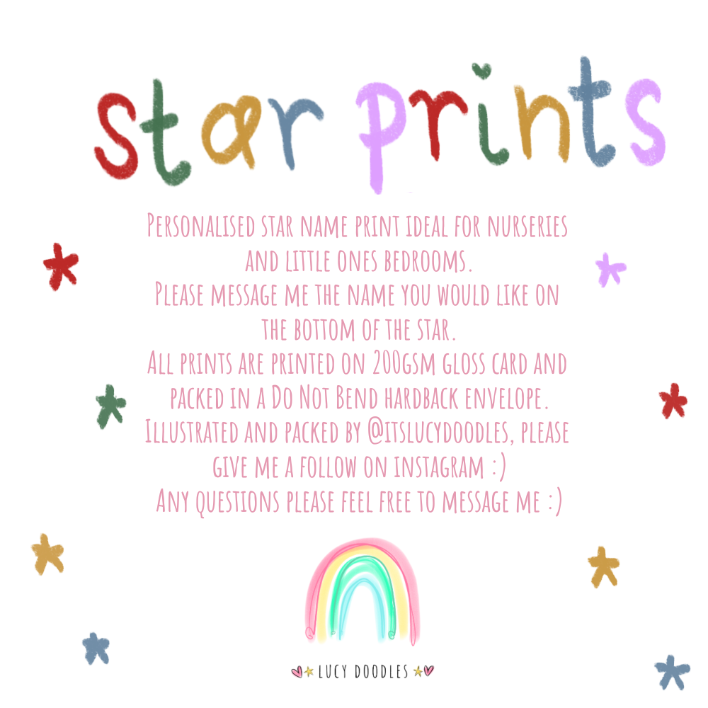Personalised star wall print childrens bedroom