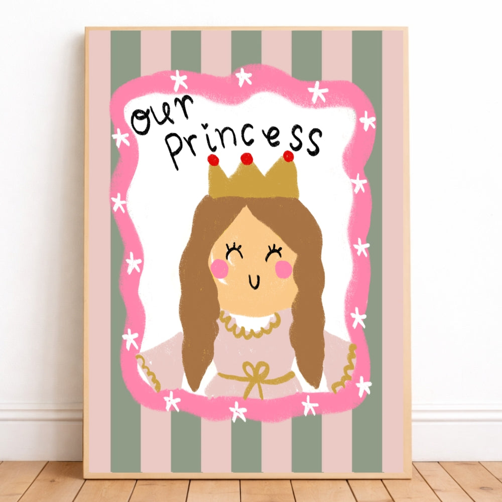 Personalised our princess girls bedroom wall print
