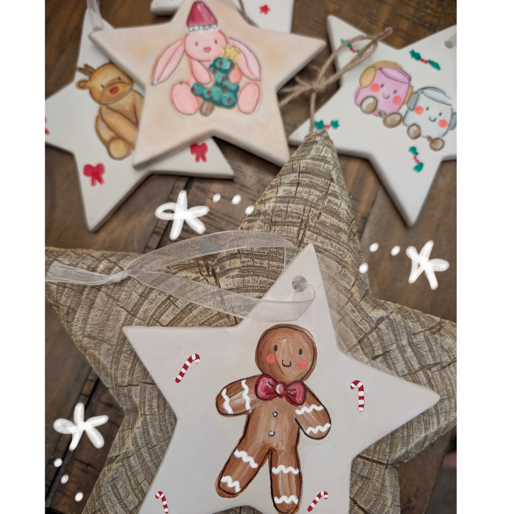 Handpainted ceramic hanging stars