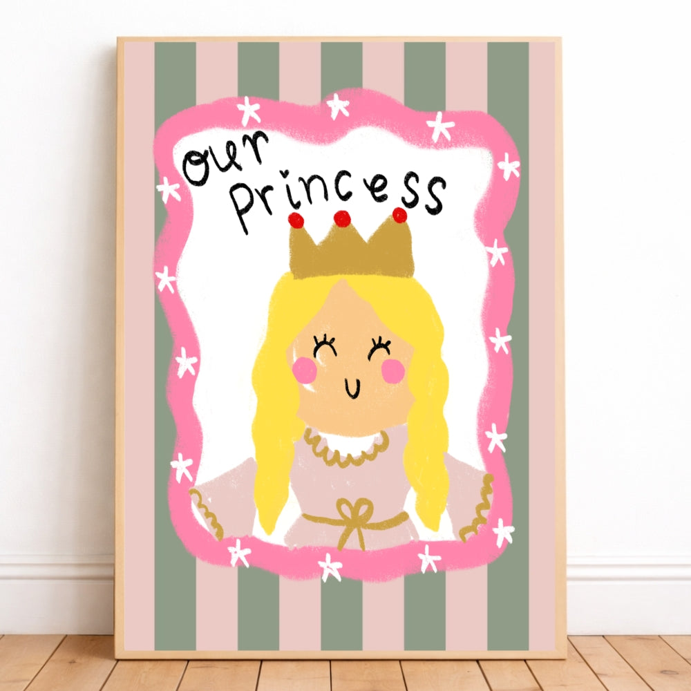 Personalised our princess girls bedroom wall print