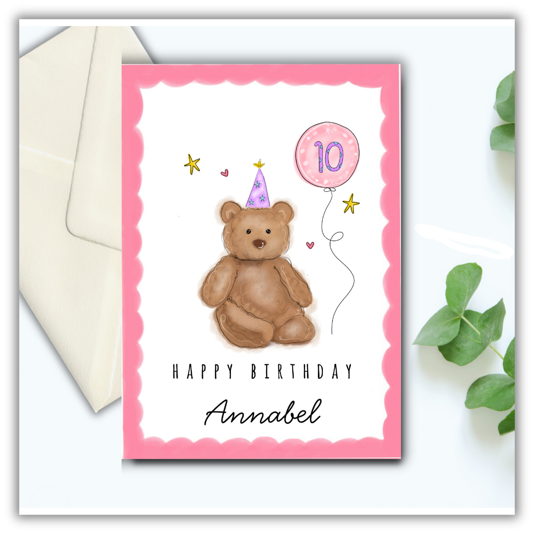Birthday bear balloon card