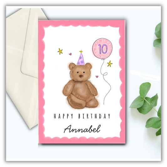 Birthday bear balloon card