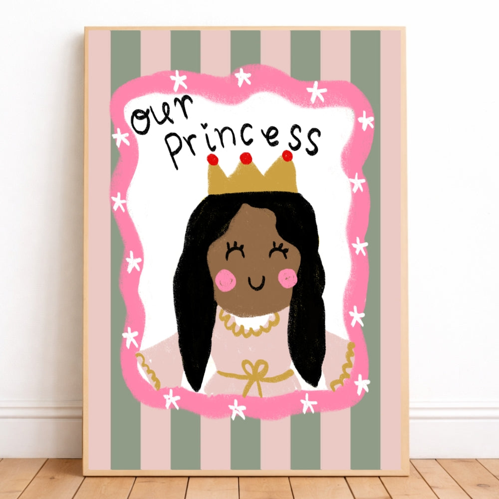 Personalised our princess girls bedroom wall print
