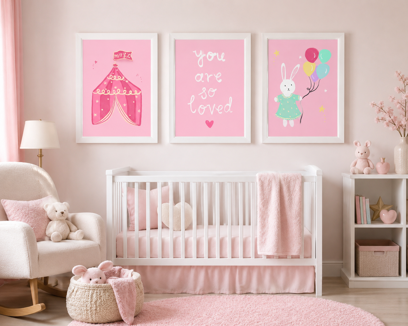 Set of 3 girl's bedroom wall prints