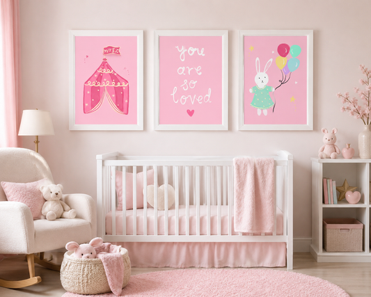 Set of 3 girl's bedroom wall prints