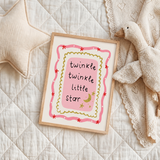 Twinkle twinkle little star pink whimsical wall print