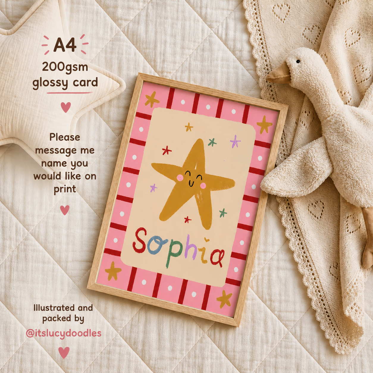 Personalised star wall print childrens bedroom