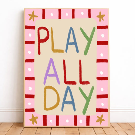 Play all day kids bedroom print