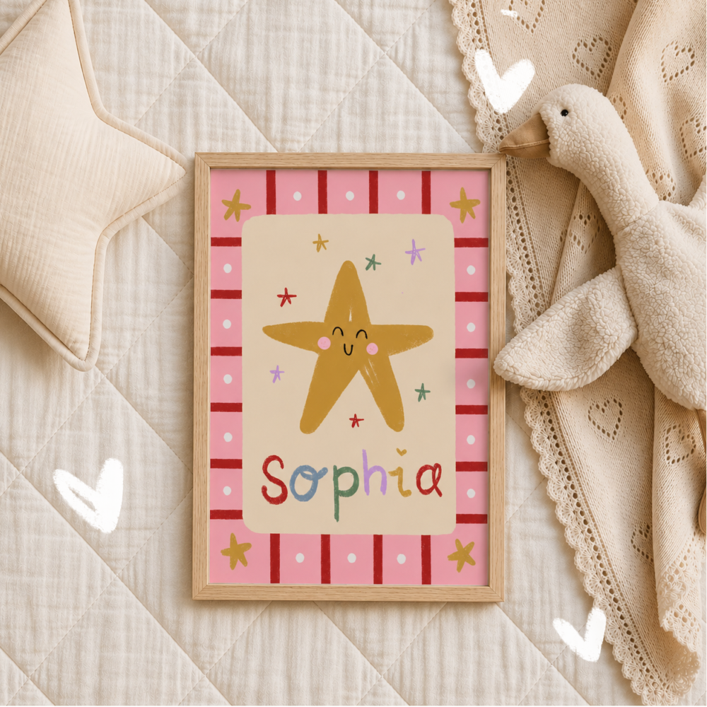 Personalised star wall print childrens bedroom