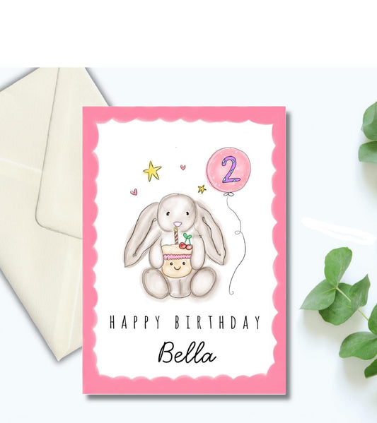 Grey birthday bunny card