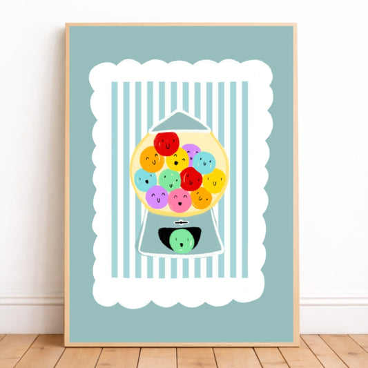 Gum ball machine boys bedroom wall print