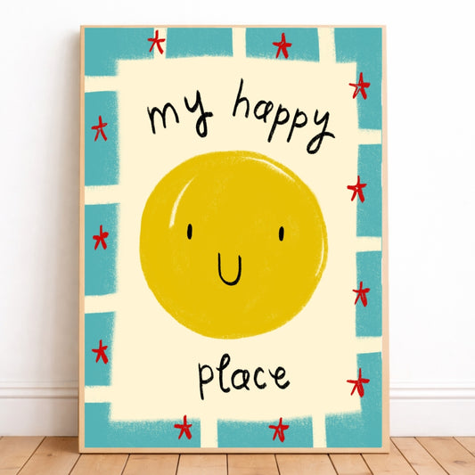 My happy place smiley boys bedroom wall print