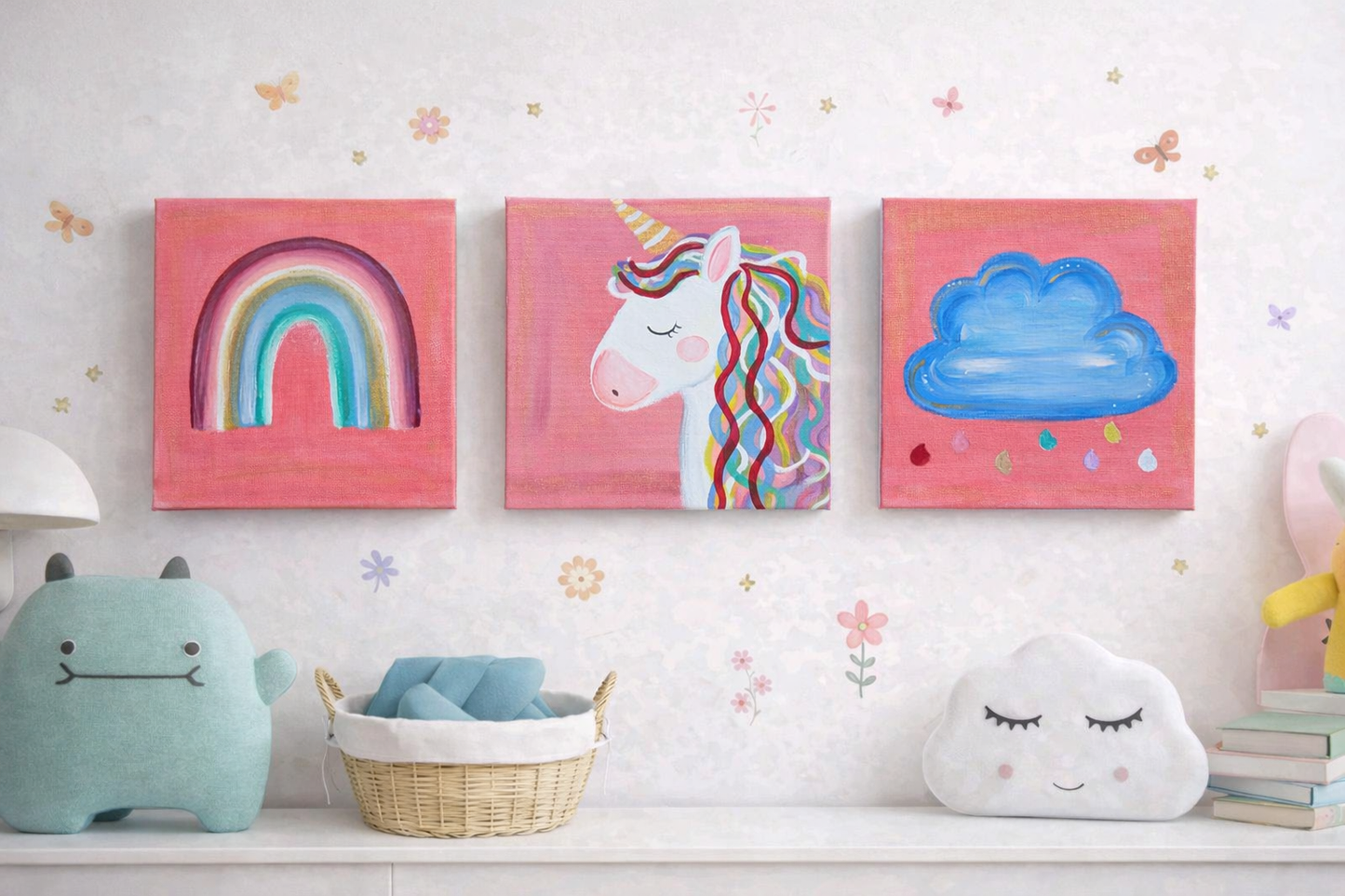 Pink magical unicorn canvases