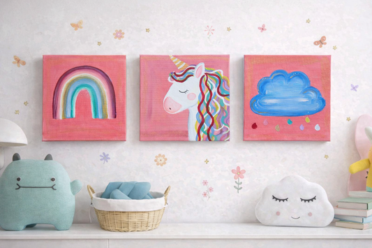Pink magical unicorn canvases