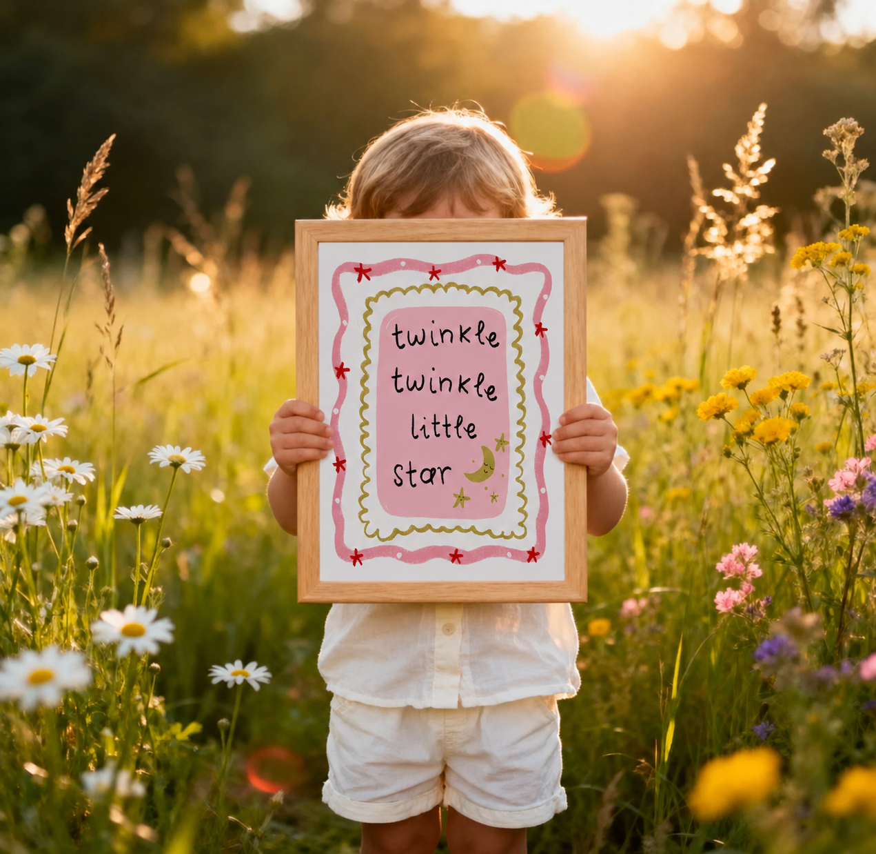 Twinkle twinkle little star pink whimsical wall print